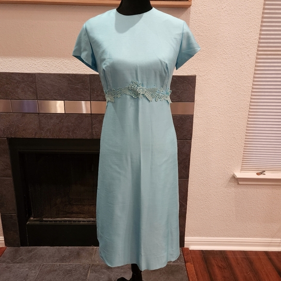🖤 VINTAGE Unique Robin's egg blue 60s mod Jackie MCM dress coat set - Picture 2 of 7